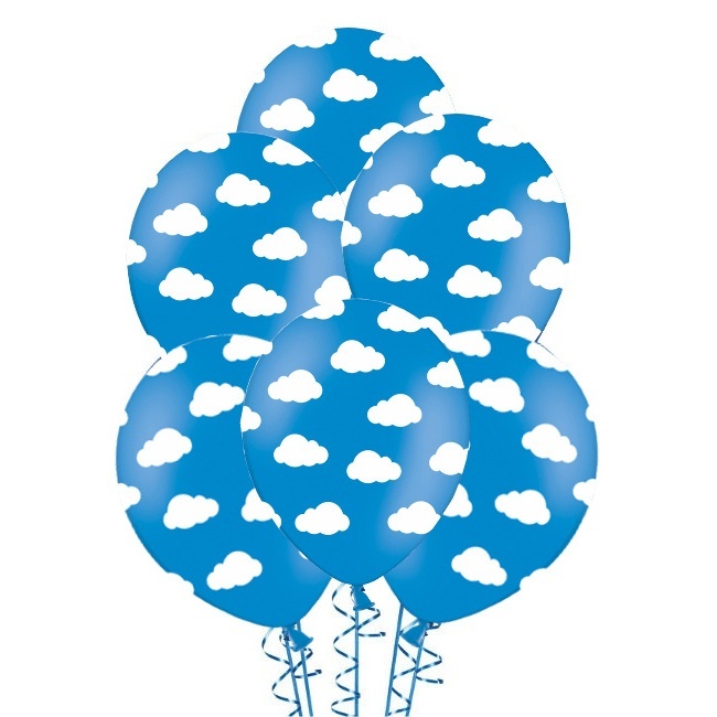 Latex ballonnen met witte wolken van 30 cm - PartyDeco - 50 stuks