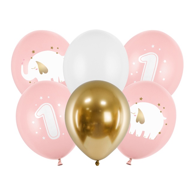 30 cm Baby Olifant Eerste Verjaardag Latex Ballonnen - PartyDeco - 6 Stuks