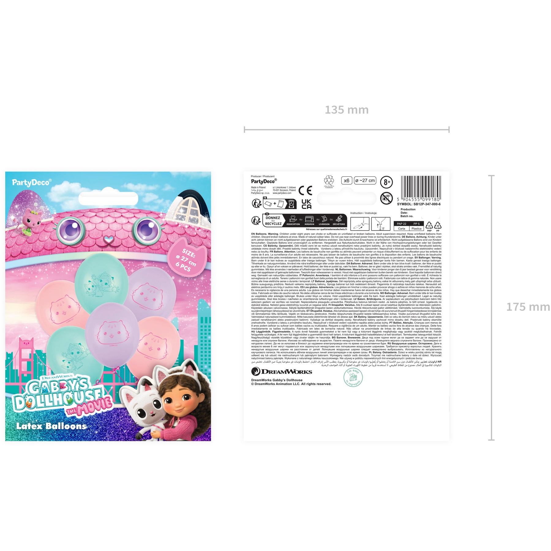 Latex ballonnen van Gabby's Dollhouse van 30 cm - 6 stuks - 6