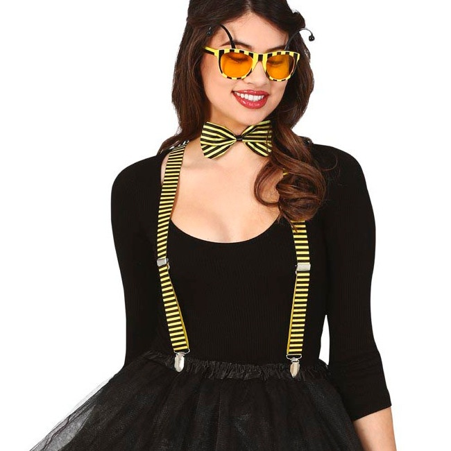 Set van bijenbril, vlinderdas en bretels voor volwassenen