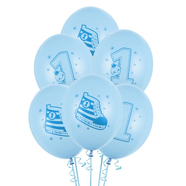 Latex ballonnen voor eerste verjaardag 30 cm - PartyDeco - 6 stuks