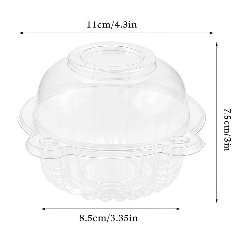 Plastic cupcake capsule met deksel 11 x 8,5 x 7,5 cm - 100 st. - 2