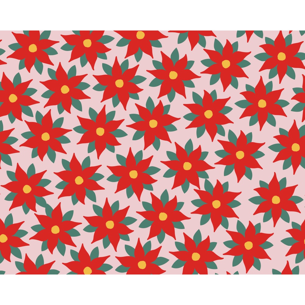 Rood inpakpapier met kerstster 2 x 0,70 m - 1 stuk