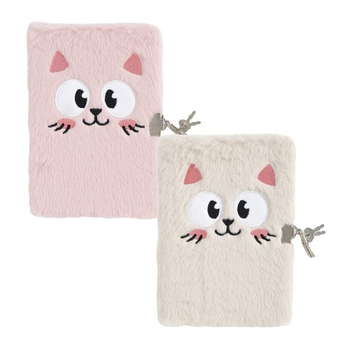 Pluche kattendagboek met slot 13 x 19 cm - 1 stuk