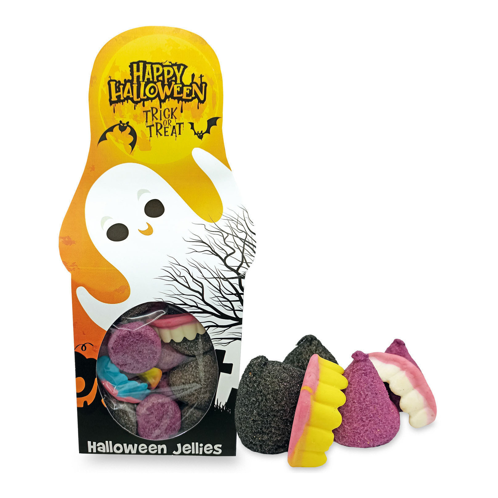 Doosje met Halloweensnoepjes en spook van 150 gr - 1 stuk