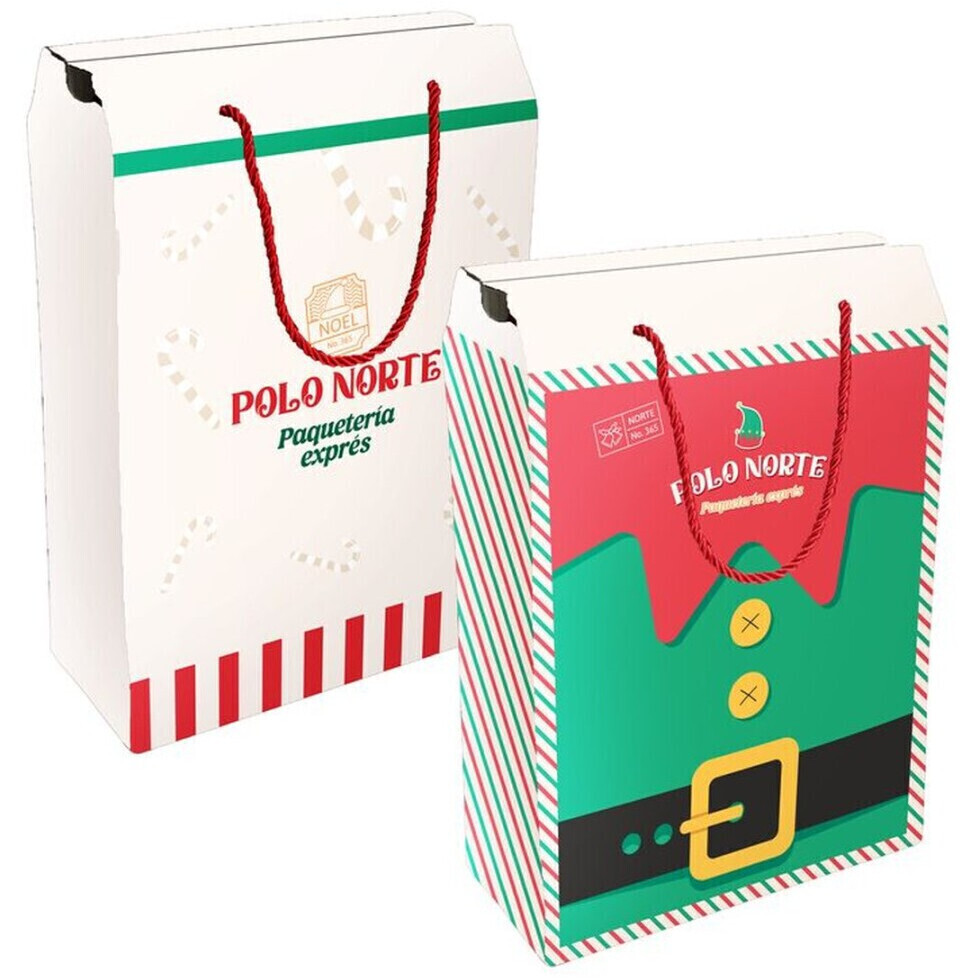 Geschenkdoos van 35 x 24 x 11 cm met kerstelf en handvatten - 1 stuk