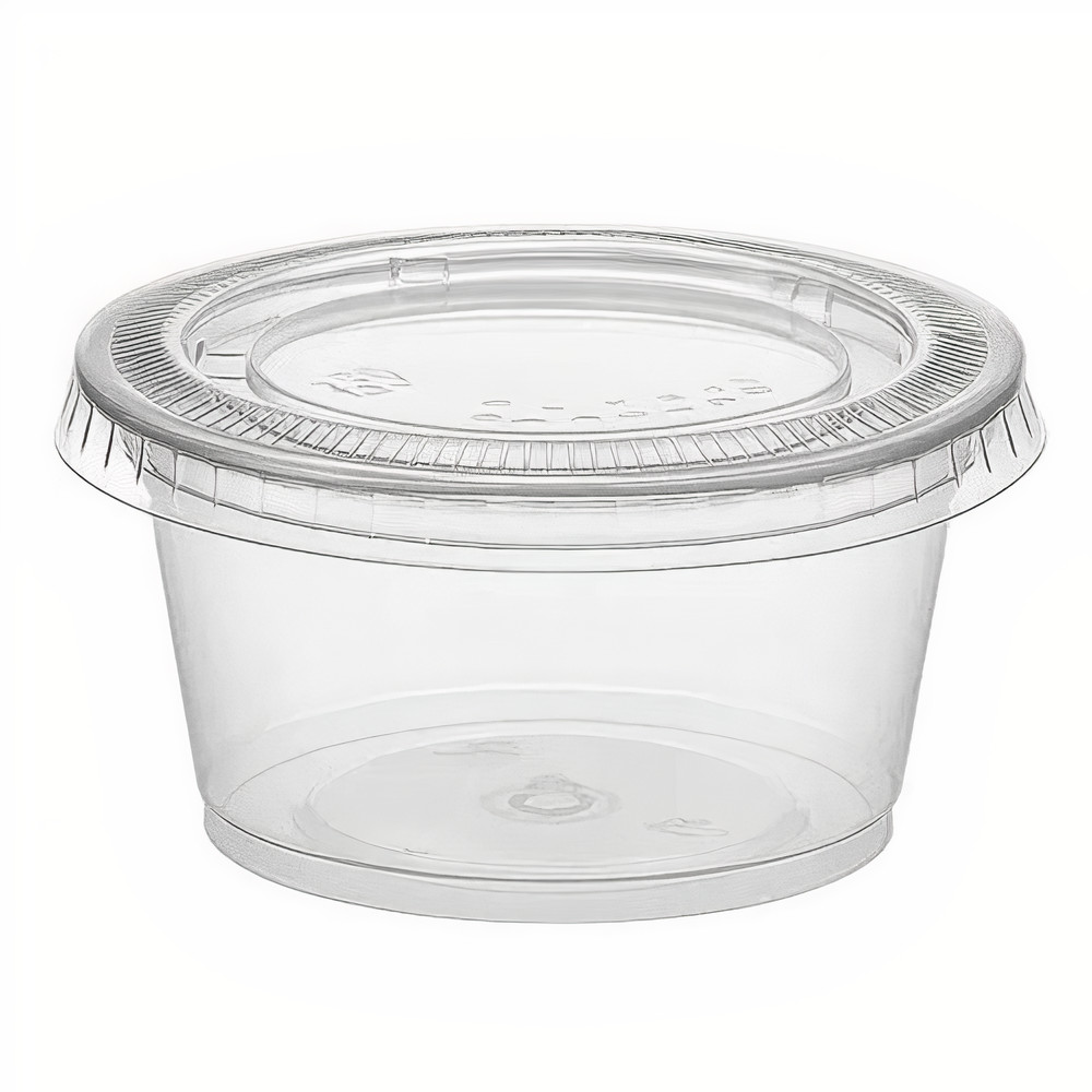 Doorzichtige plastic sauskom met deksel van 75 ml - 100 stuks