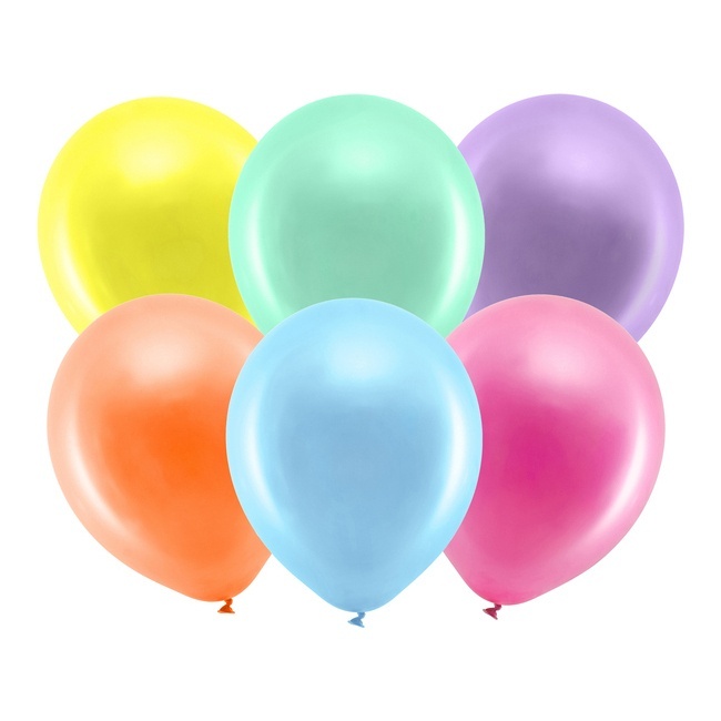 Regenboog Metallic Latex Ballonnen 23cm - PartyDeco - 10 stuks