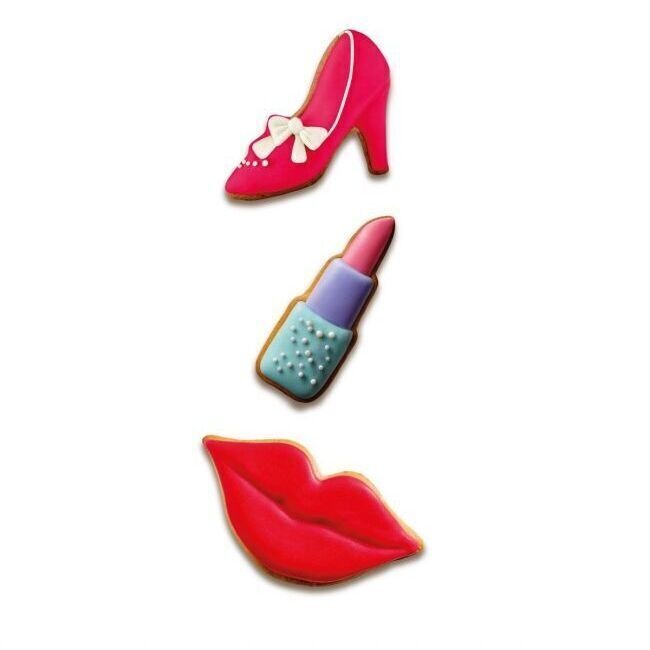 Schoen-, lippenstift- en lipvormige uitstekers - Wilton - 3 stuks - 2