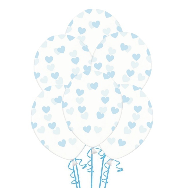 Transparante latex ballonnen met hartjes van 30 cm - PartyDeco - 50 stuks