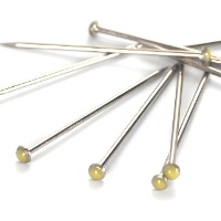 Vernikkelde stalen spelden met gekleurde kop 22 x 0,65 mm - 250 stuks