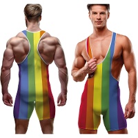Heren singlet met regenboogstrepen