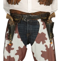 Dubbele zwarte holster met pistolen