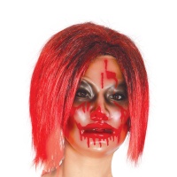 Doorzichtige vrouwenmasker met bloed