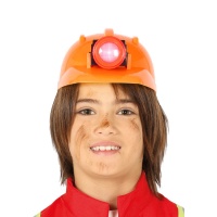 Oranje kinderwerkhelm met licht - 50 cm