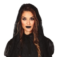 Zwarte Mantilla van 45 cm