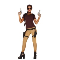 Lange Lara Croft verkleedkleding voor vrouwen