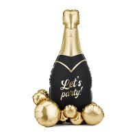 Folieballon in champagneflesvorm met voet 79 x 114 cm - PartyDeco