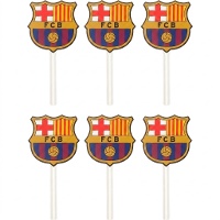 Toppers met FC Barcelona-wapen - 6 stuks