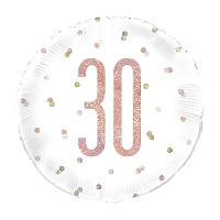 Roségouden Verjaardagsballon met Nummer van 45 cm - Unique