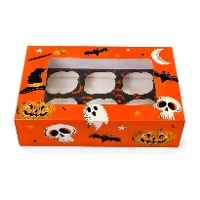 Oranje Halloween-doos voor 6 cupcakes - Azucren