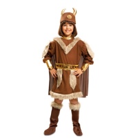 Viking kostuum met cape, helm en schoenovertrekken voor meisjes
