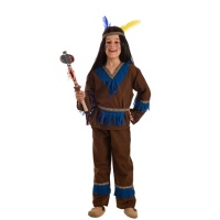 Bruin en blauw indianenkostuum voor jongens