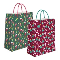 Kerstcadeautas 23 x 18 x 10 cm met figuurtjes - 1 stuk