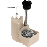 Zeepdispenser met borstel en gekleurde spons - 1 eenheid