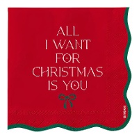 Maretak servetten met rode strik - 20 stuks