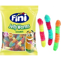 Meerkleurige wormen met prikkelend zuur - Fini jelly worms - 90 gr