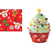 Cupcakevormpjes van 5 cm met rendieren - 50 stuks