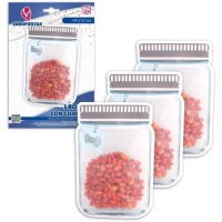 Zip sluitingszak 19,5 x 13,5 cm pot stijl met lint - 3 stuks