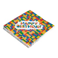 Happy Birthday Lego Servetten 16,5 x 16,5 cm - 12 stuks