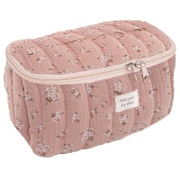 Toilettas met roze bloemen 20 x 12 x 12 cm