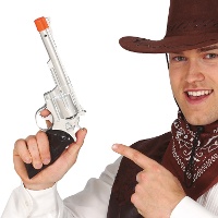 Zilveren cowboy pistool - 29 cm