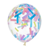 Latex ballonnen met confettistrips 30 cm - Folat - 4 stuks