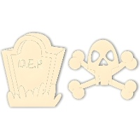 Grafsteen en Schedel Chipboard - Artis decor - 2 stuks
