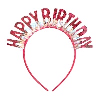 Fuchsia 'Happy Birthday' haarband met glitter