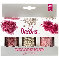 Kit met assorti sprinkles in zilver en roze - 85 gr