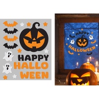 Zelfklevende gelraamdecoratie met pompoenen - Happy Halloween