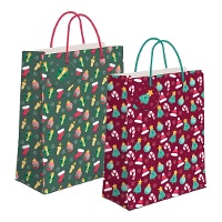 Kerstcadeautas 45 x 33 x 10 cm met figuurtjes - 1 stuk