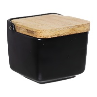 Zoutpot met gekleurde bamboe deksel