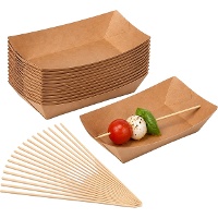 Hapjesset met bakjes van 17 x 9,5 cm en prikkers van 15 cm - 100 sets
