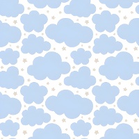 Katoenen piqué stof Wolken - Indigo