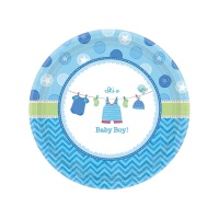 Blauwe Babyfeest Bordjes van 27 cm - 8 stuks