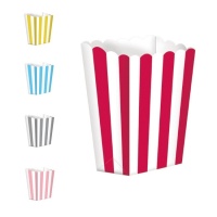Streepjespopcornbakje van 13 cm - 5 stuks