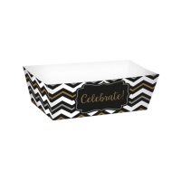 Rechthoekig doosje chevron wit en zwart - 24 stuks