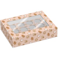 Doos voor 12 cupcakes met gemberpopfiguur - 2 stuks