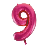 Cijferballon 9 donkerroze, 86 cm - 1 stuk